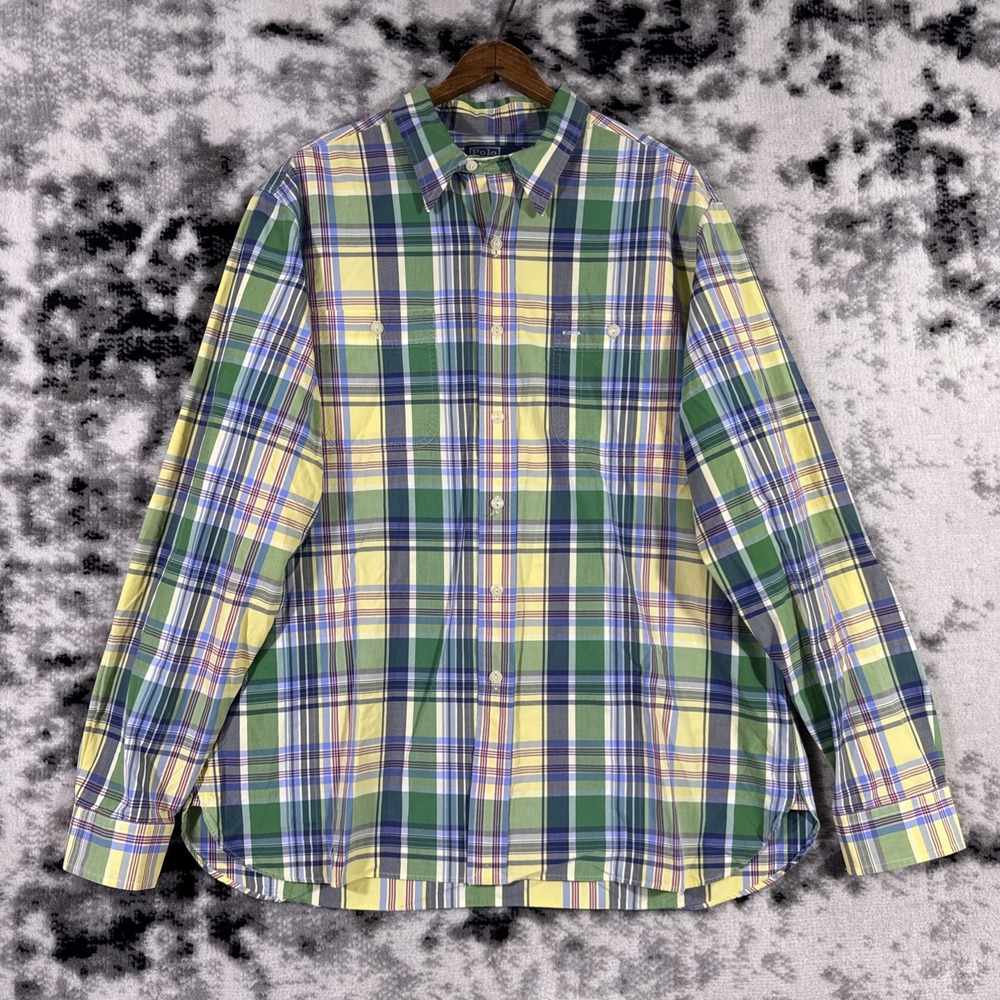 Polo Ralph Lauren Shirt Mens Size‎ Extra Large Plaid Faux Madras Nerdy Preppy